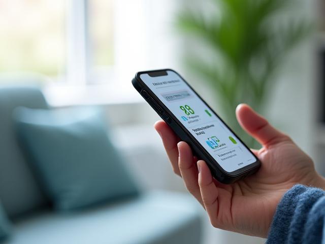 Un glucometro connesso a uno smartphone che visualizza grafici di glicemia.