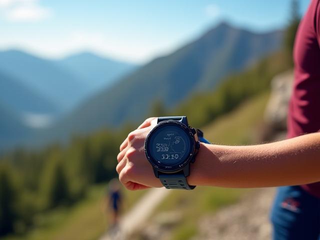 Smartwatch Garmin Fenix 7 sul polso di una persona durante un'attività fisica all'aperto.